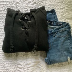 Aerie Lace-Up Crop Hoodie